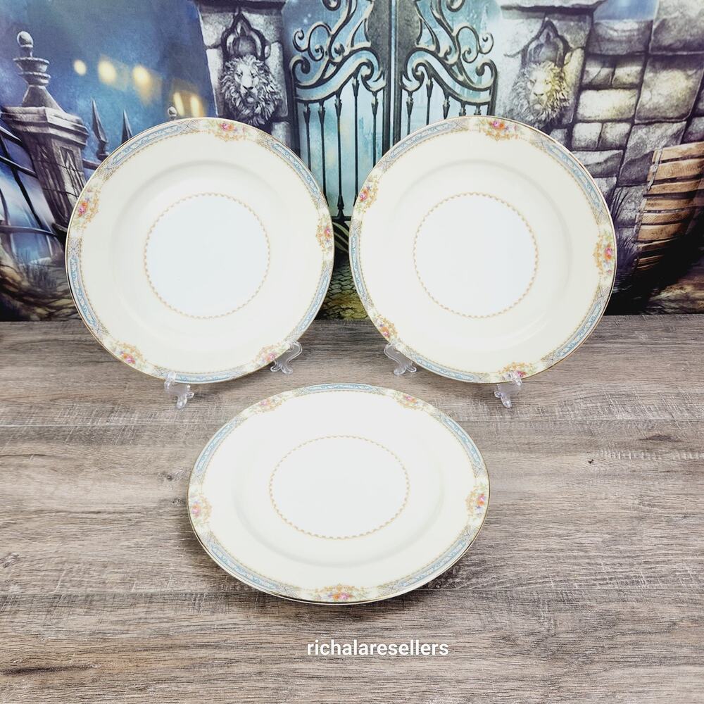 Noritake Rose China Annette 10 1/4" Dinner Plates Lot Of 3 Vintage
